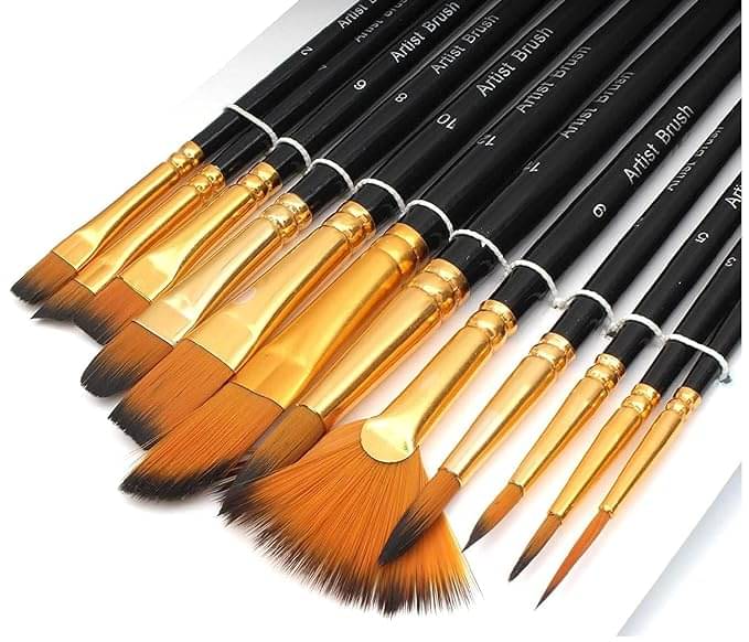     			ECLET Craft Painting Brushes Set of 12 Professional Round Pointed Tip Nylon Hair Artist Acrylic Paint Brush for Acrylic/Watercolor/Oil Painting(H)