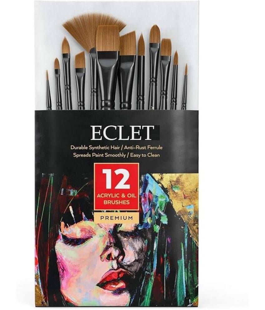     			ECLET Craft Painting Brushes Set of 12 Professional Round Pointed Tip Nylon Hair Artist Acrylic Paint Brush for Acrylic/Watercolor/Oil Painting(D)
