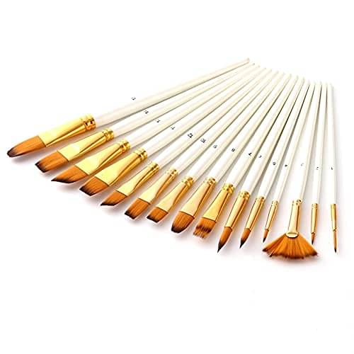     			ECLET Craft White Synthetic Assorted Hair Mix Paint Brushes Set of 12 Professional Round Pointed Tip Nylon Hair Artist Acrylic Paint Brush for Acrylic/Watercolor/Oil Painting