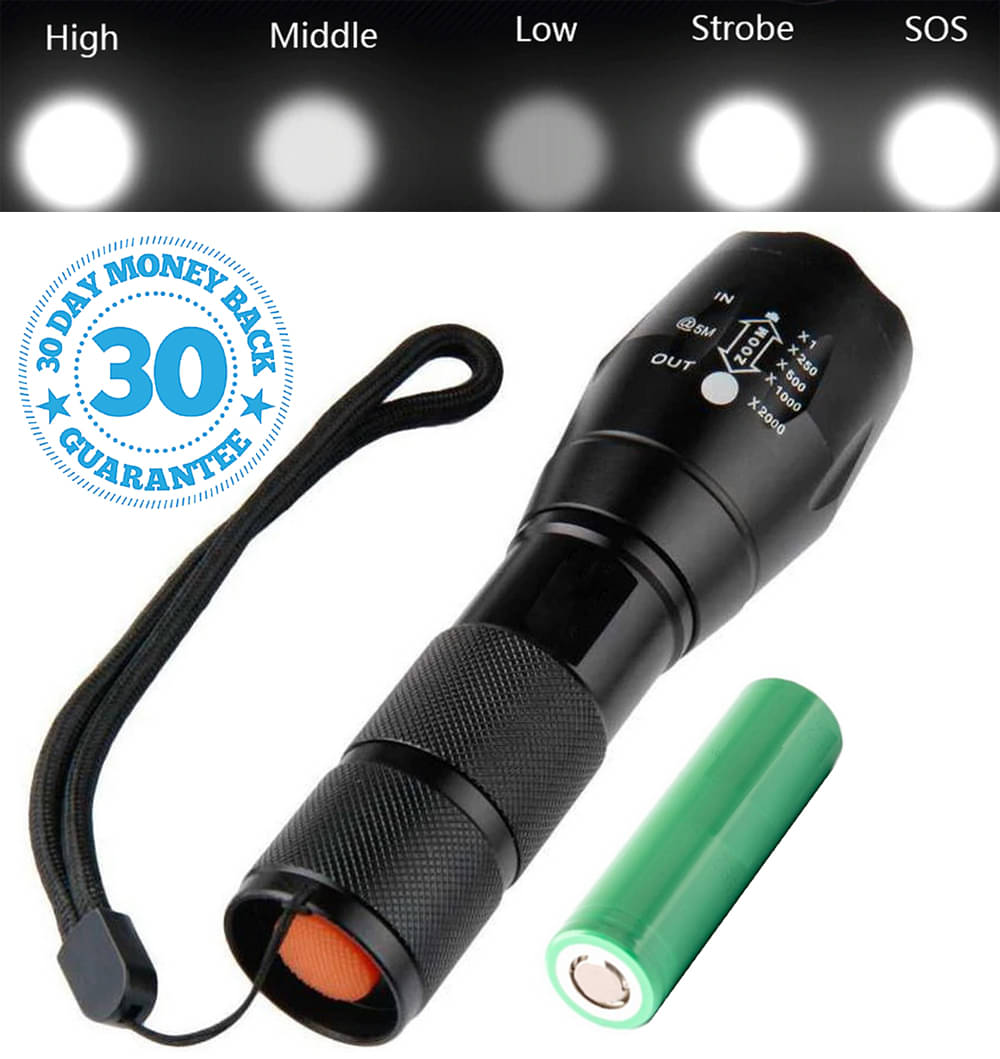 Electric Rechargeable Powerful Bright Black 5 Mode Torch Waterproof Portable - 5W Rechargeable Flashlight Torch ( Pack of 1 ) Electric Rechargeable Powerful Bright Black 5 Mode Torch Waterproof Portable - 5W Rechargeable Flashlight Torch ( Pack of 1 )