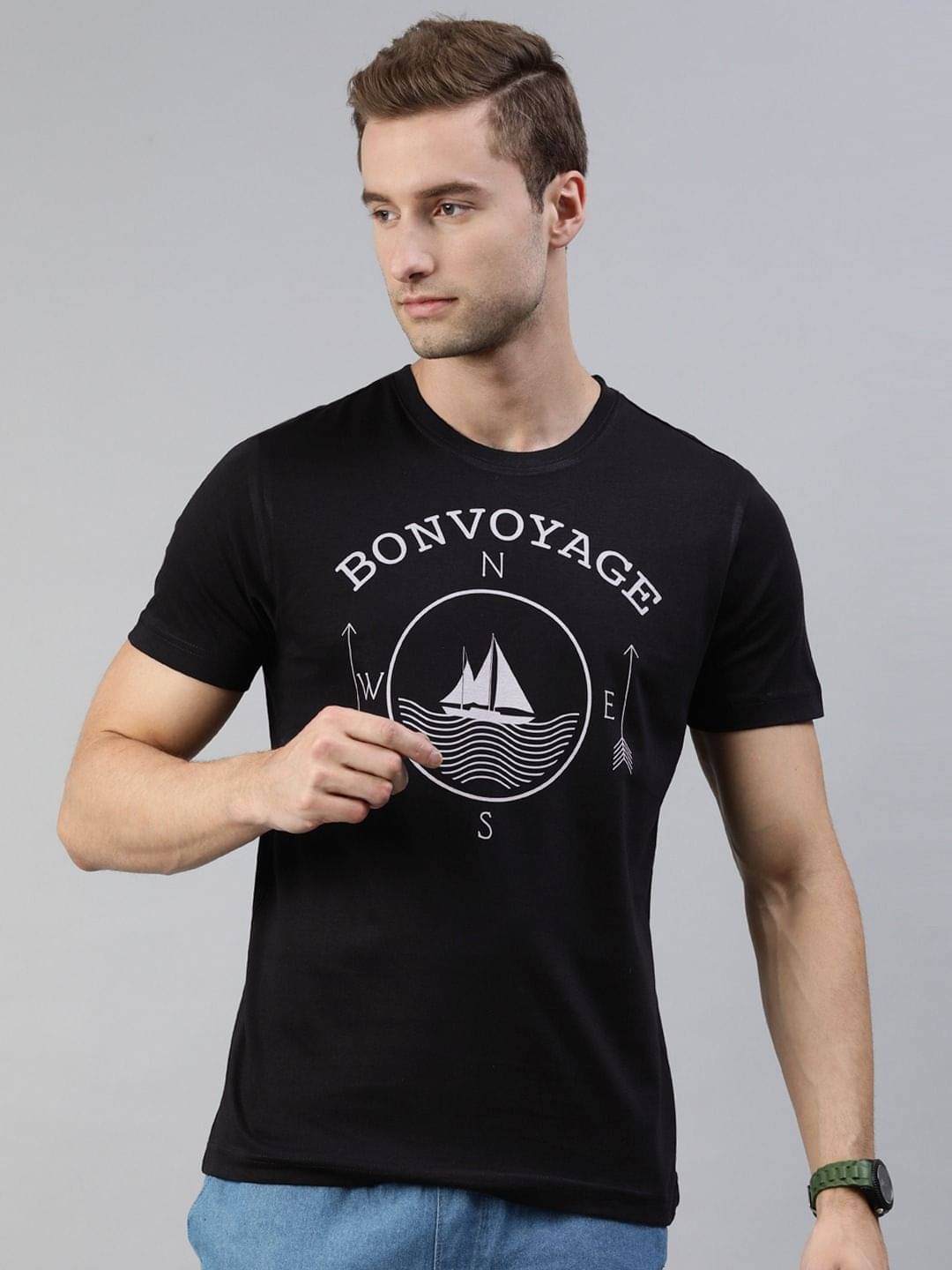 Huetrap Pack of 1 Cotton Blend Regular Fit Men's T-Shirt ( Black )     			Huetrap Pack of 1 Cotton Blend Regular Fit Men's T-Shirt ( Black )