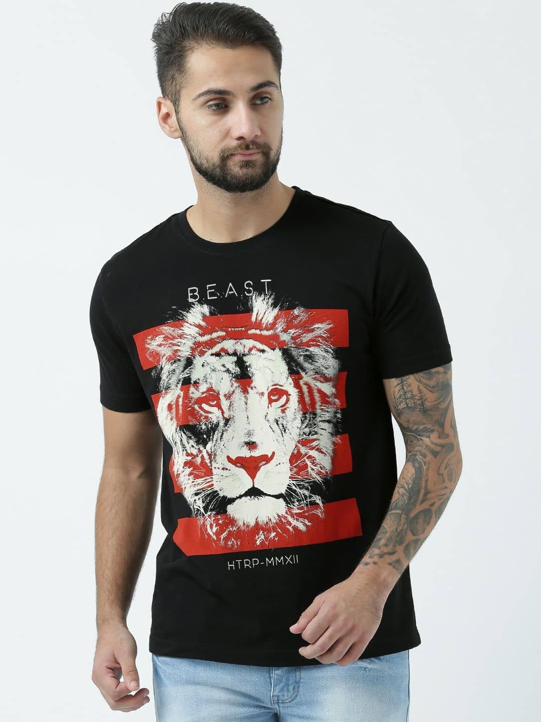 Huetrap Pack of 1 Cotton Regular Fit Men's T-Shirt ( Black )