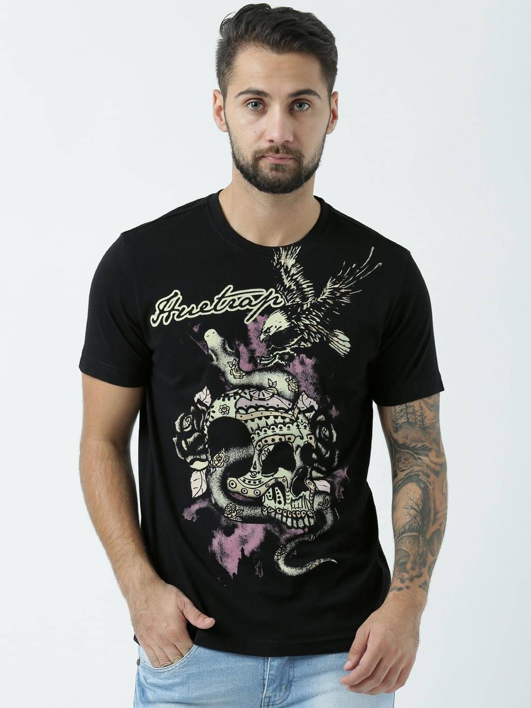     			Huetrap Pack of 1 Cotton Regular Fit Men's T-Shirt ( Black )