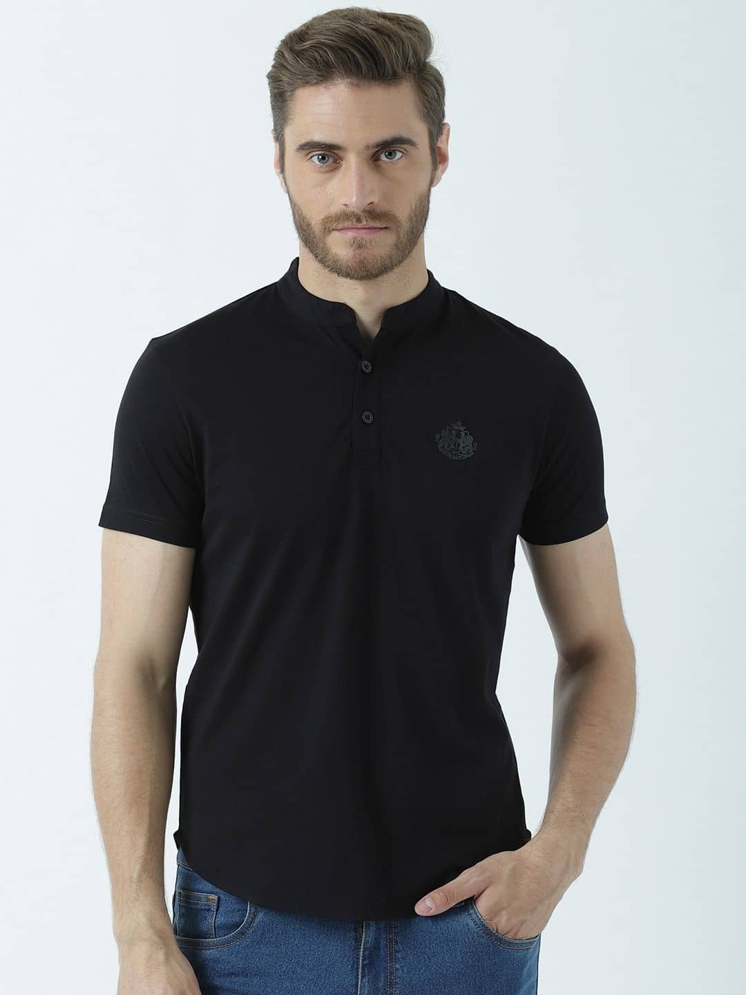 Huetrap Pack of 1 Cotton Regular Fit Men's T-Shirt ( Black )
