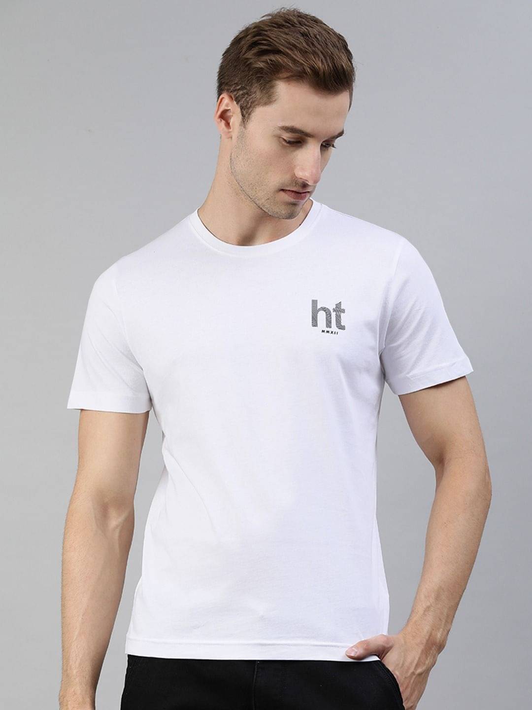 Huetrap Pack of 1 Cotton Blend Regular Fit Men's T-Shirt ( White ) Huetrap Pack of 1 Cotton Blend Regular Fit Men's T-Shirt ( White )