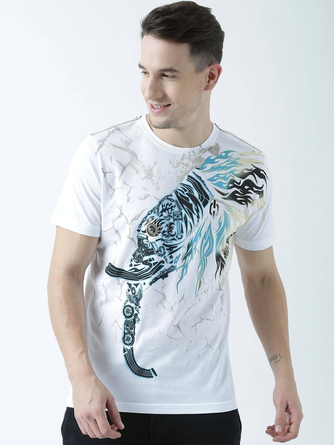 Huetrap Pack of 1 Cotton Regular Fit Men's T-Shirt ( White )