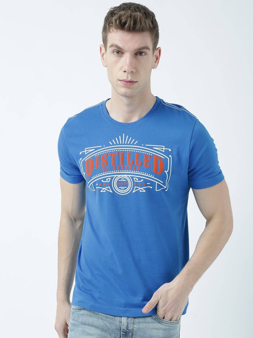     			Huetrap Pack of 1 Cotton Regular Fit Men's T-Shirt ( Blue )
