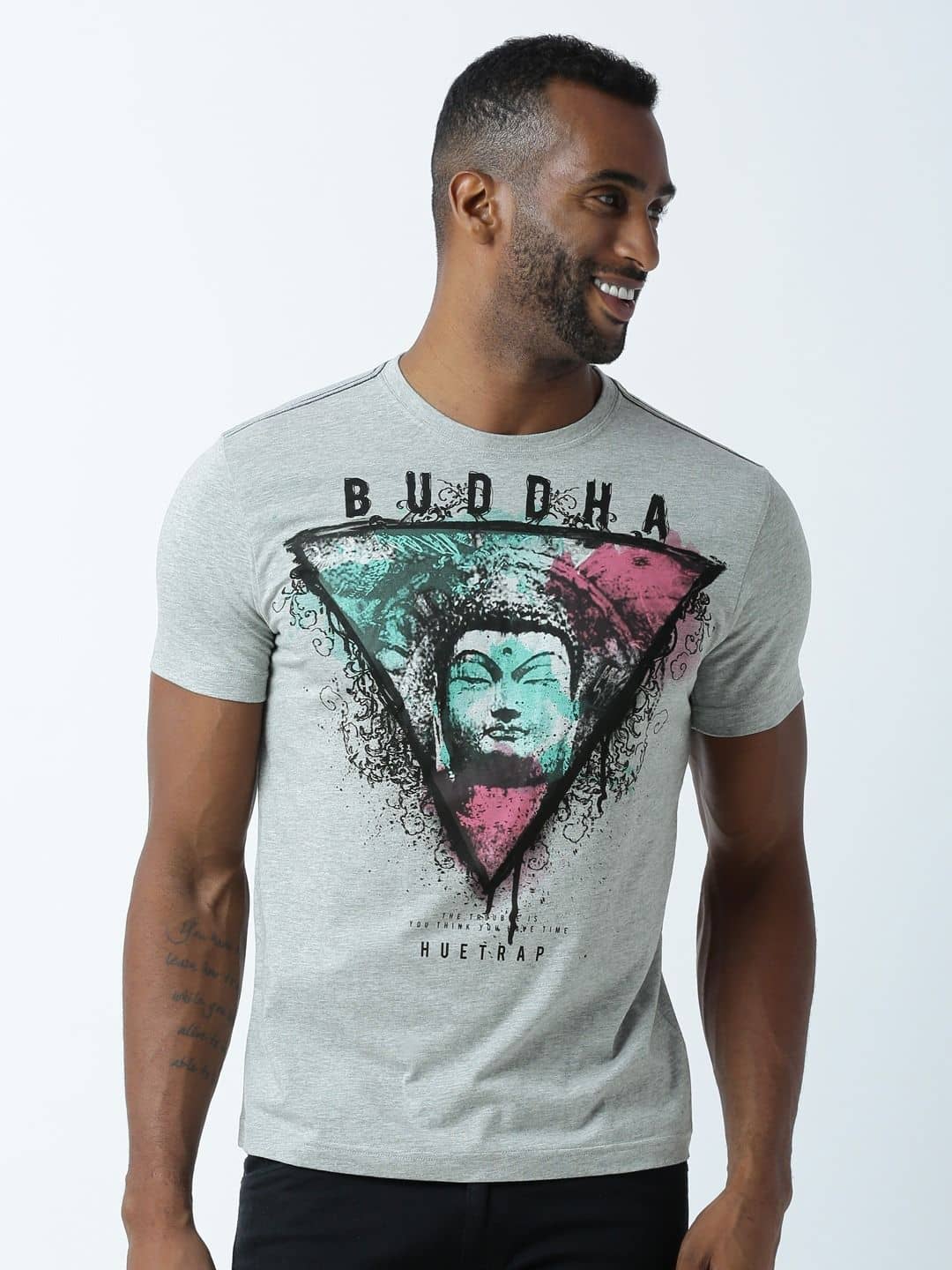 Huetrap Pack of 1 Cotton Regular Fit Men's T-Shirt ( Grey )
