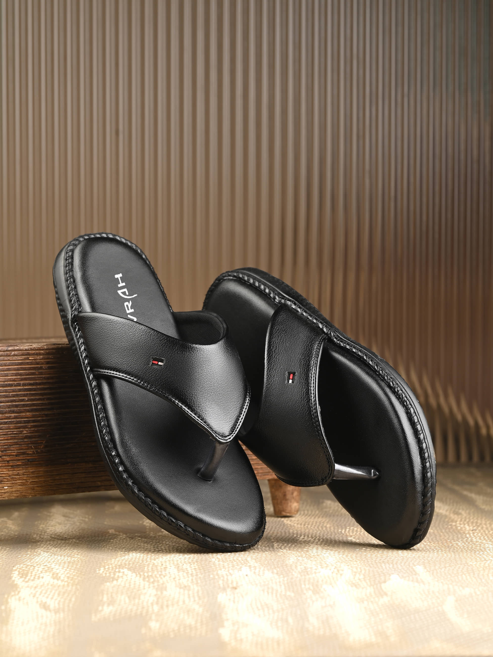 IVRAH Black Men's Leather Slipper