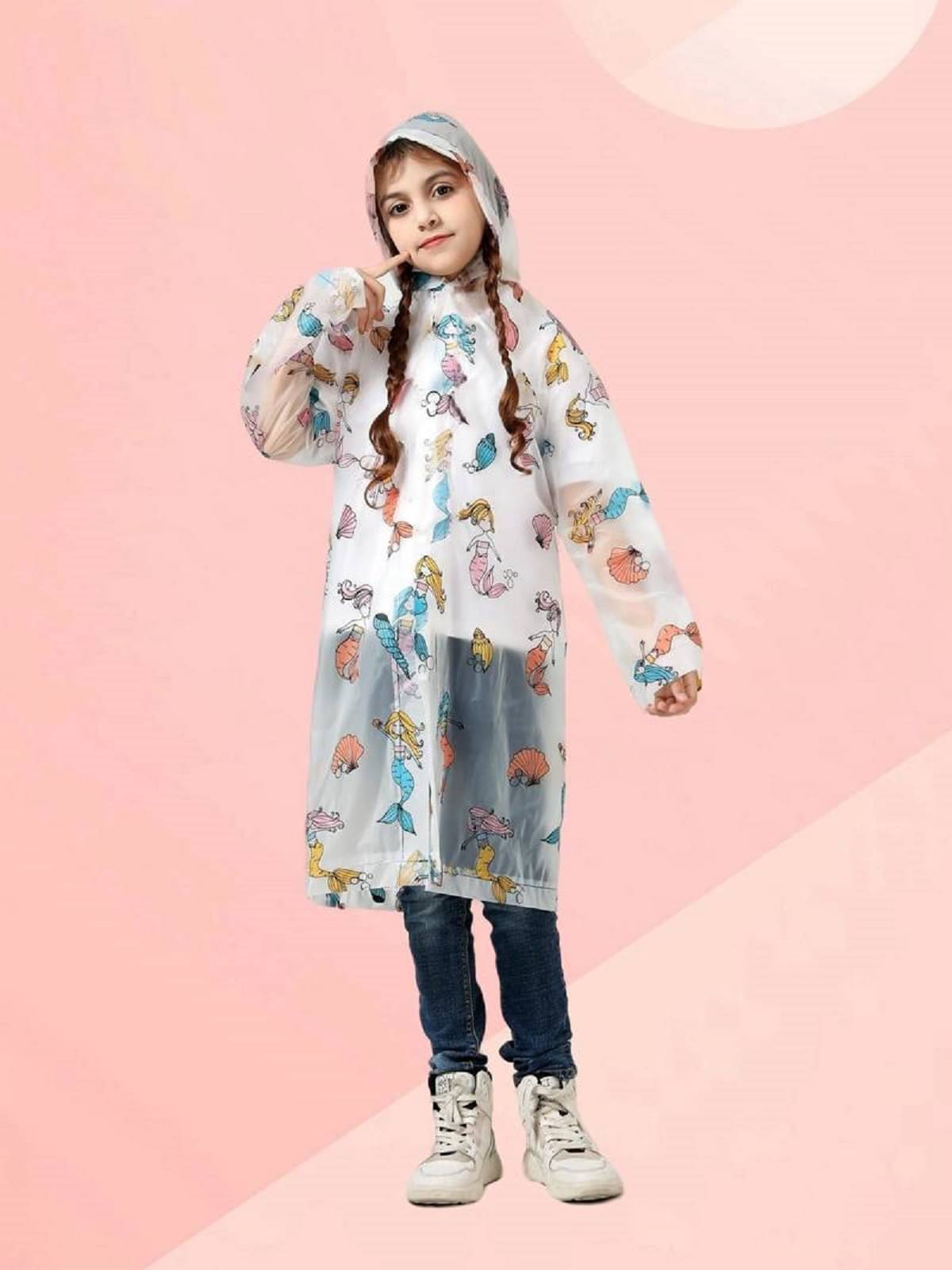 Infispace Kid's Premium Eco-Friendly EVA Comfort Multi Color Raincoat Mermaid Print Rain(Pack of 1) Infispace Kid's Premium Eco-Friendly EVA Comfort Multi Color Raincoat Mermaid Print Rain(Pack of 1)