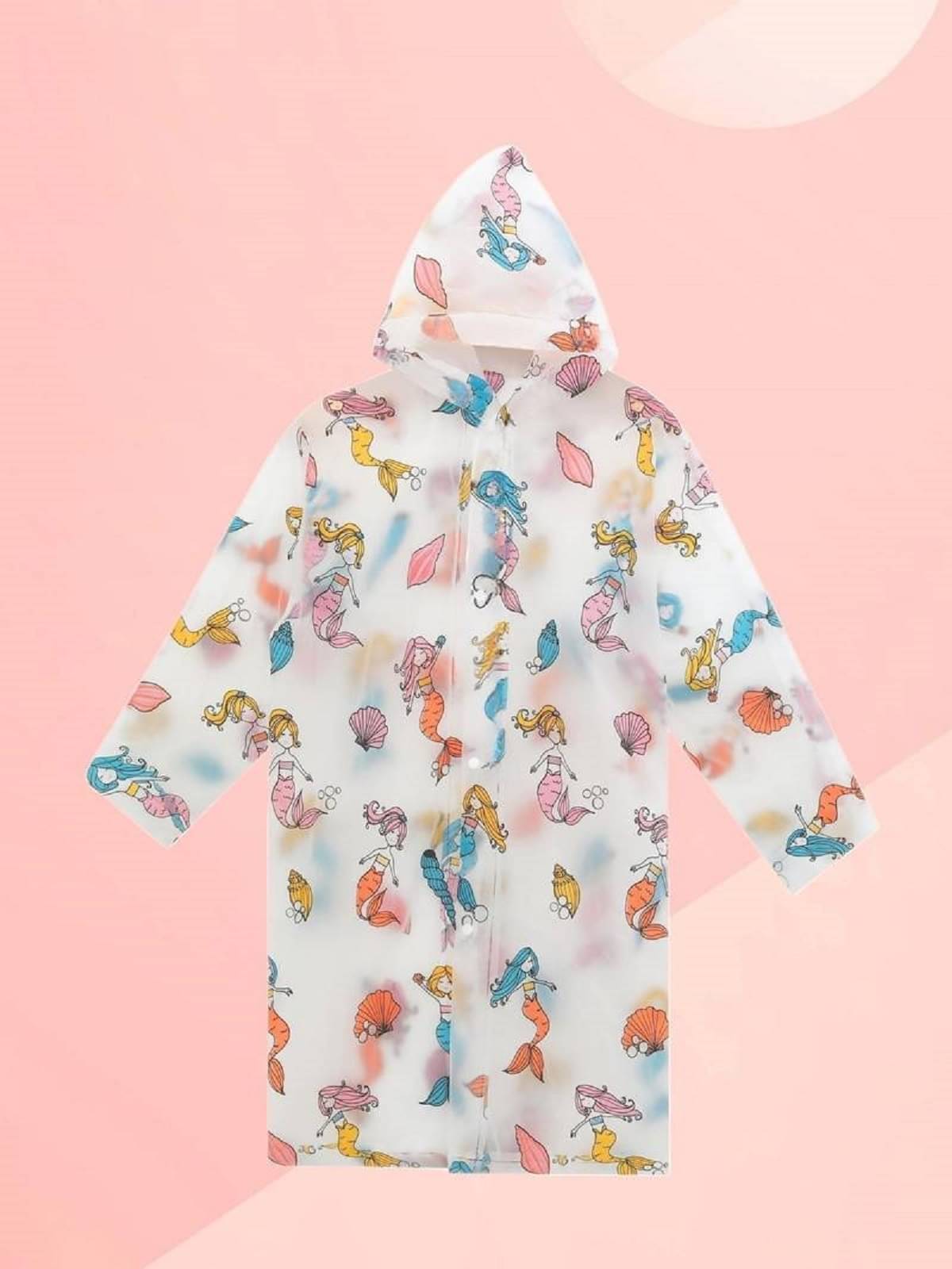     			Infispace Kid's Premium Eco-Friendly EVA Comfort Multi Color Raincoat Mermaid Print Rain(Pack of 1)