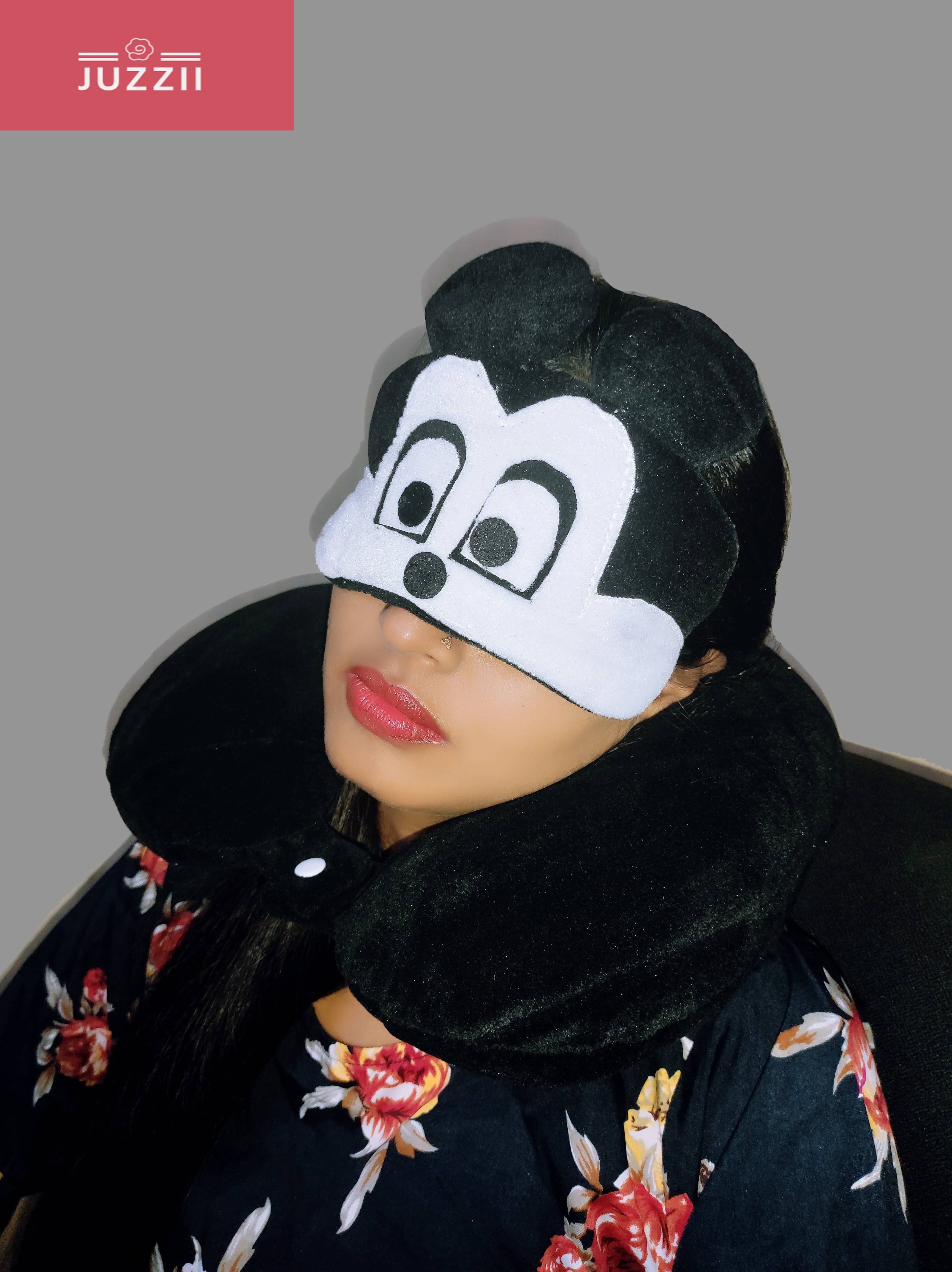     			JUZZII Black Neck Pillow,Eye Shade ( Pack of 2 )
