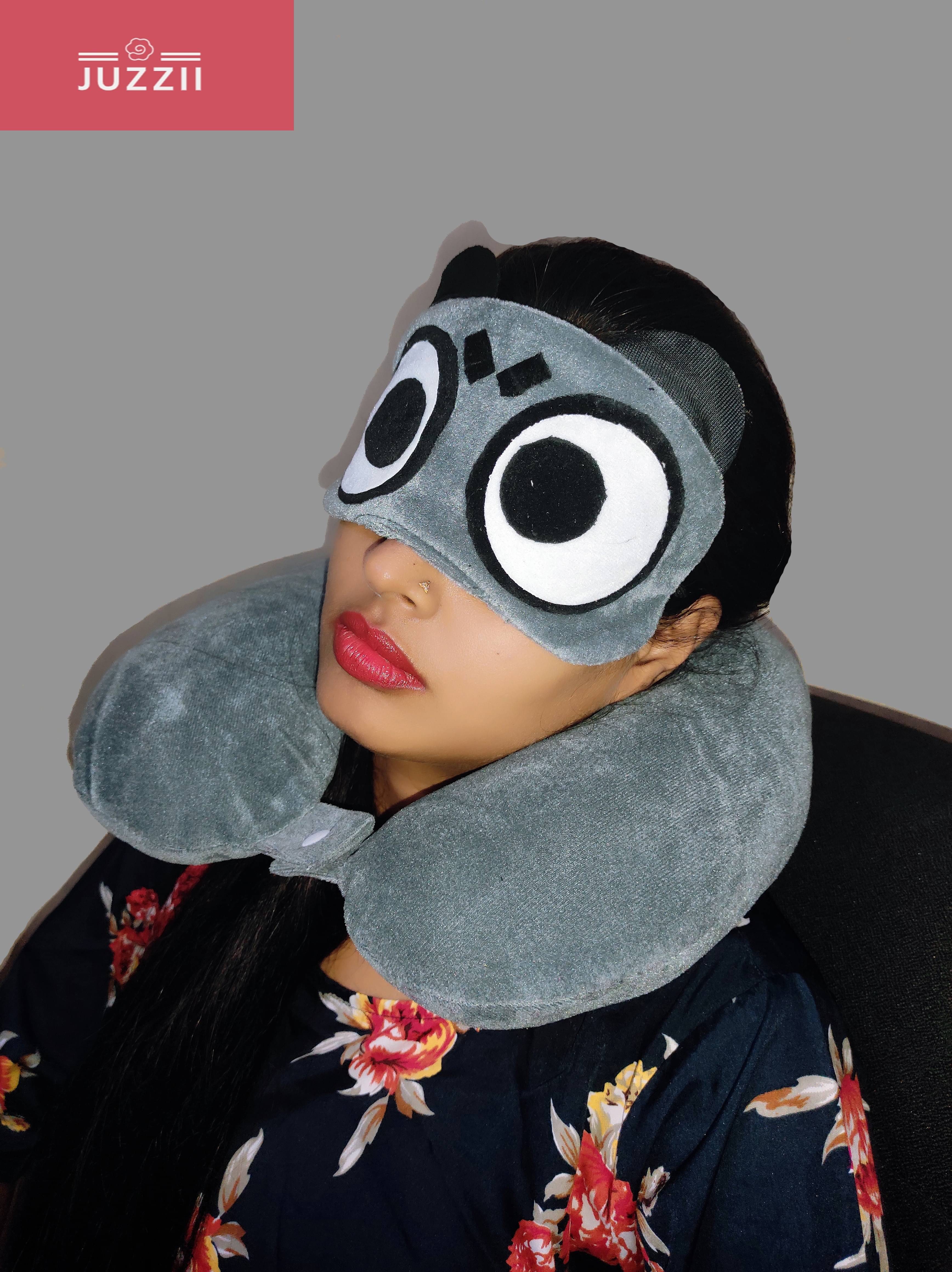     			JUZZII Grey Neck Pillow,Eye Shade ( Pack of 2 )