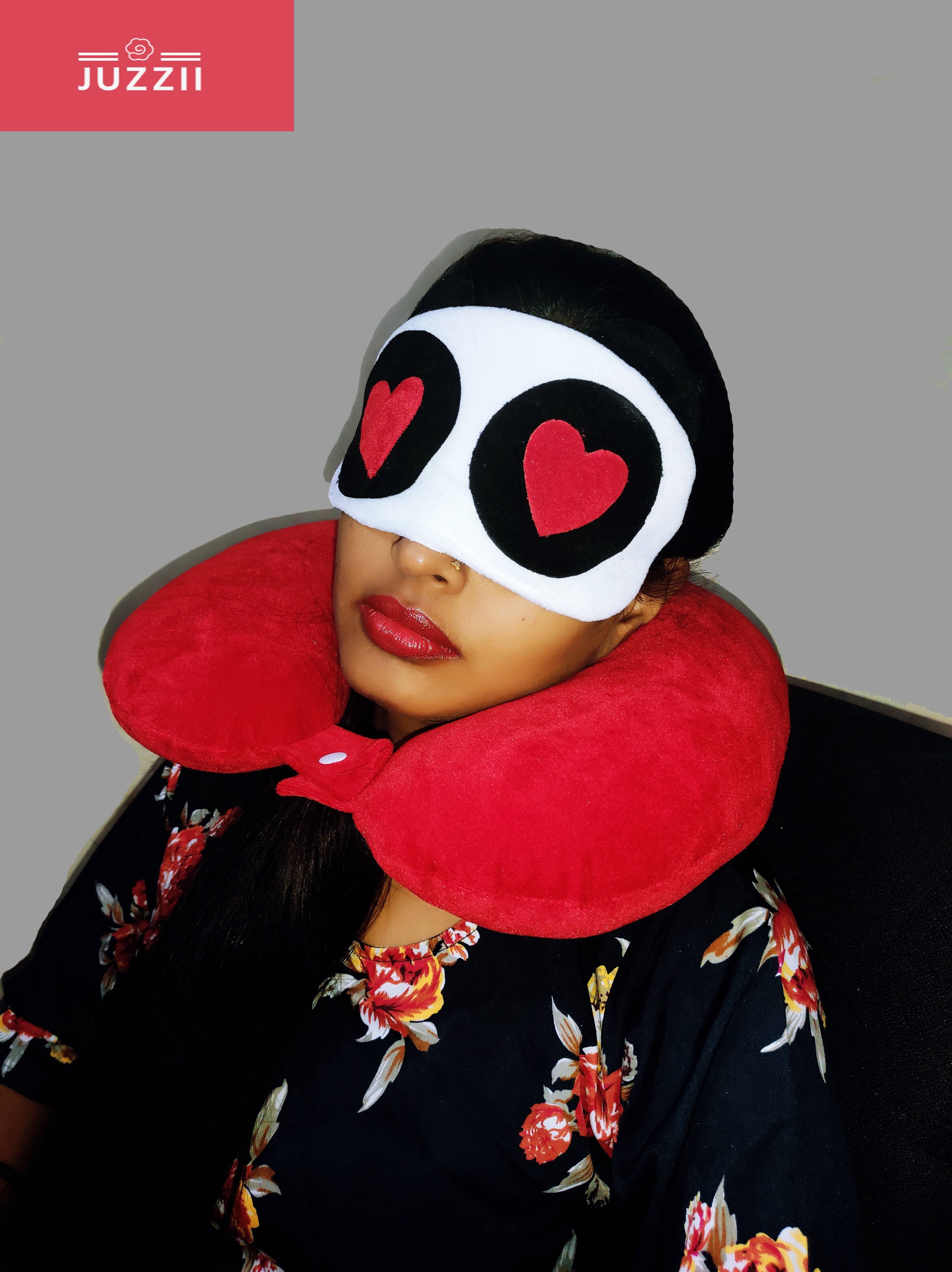     			JUZZII Red Neck Pillow,Eye Shade ( Pack of 2 )