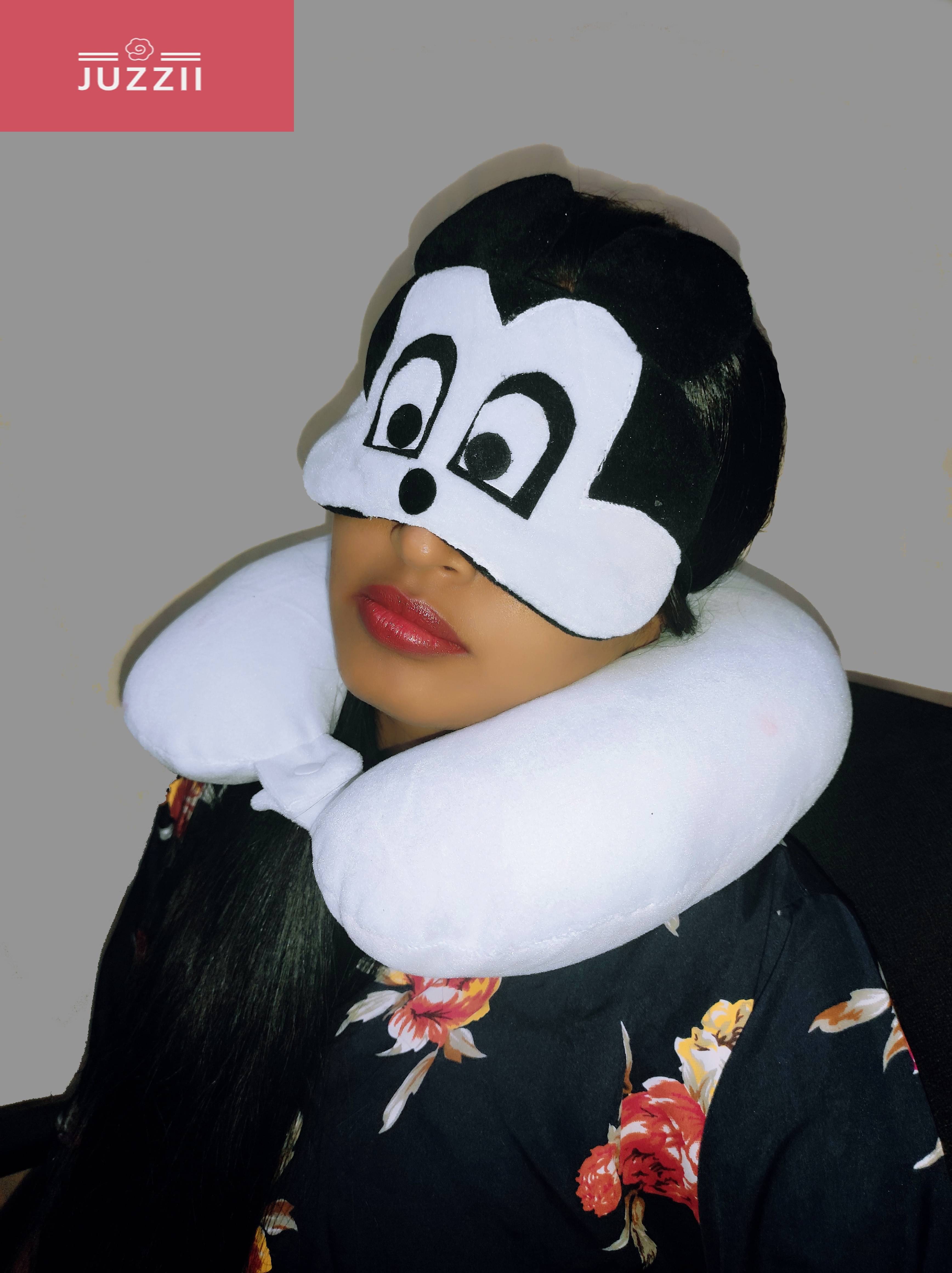     			JUZZII White Neck Pillow,Eye Shade ( Pack of 2 )