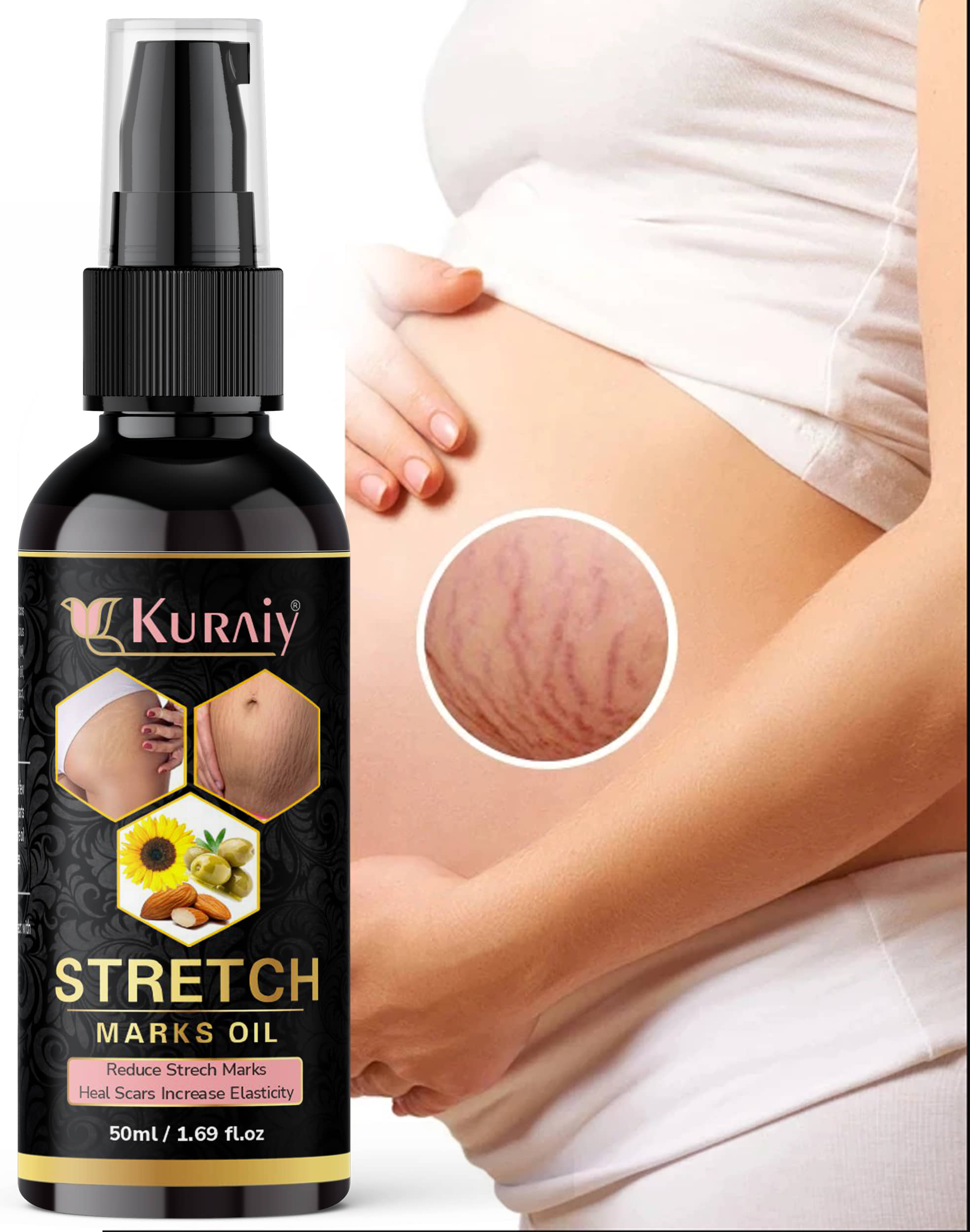 Kuraiy Natural Stretch Oil with Coconut, Olive & Jojoba Oils