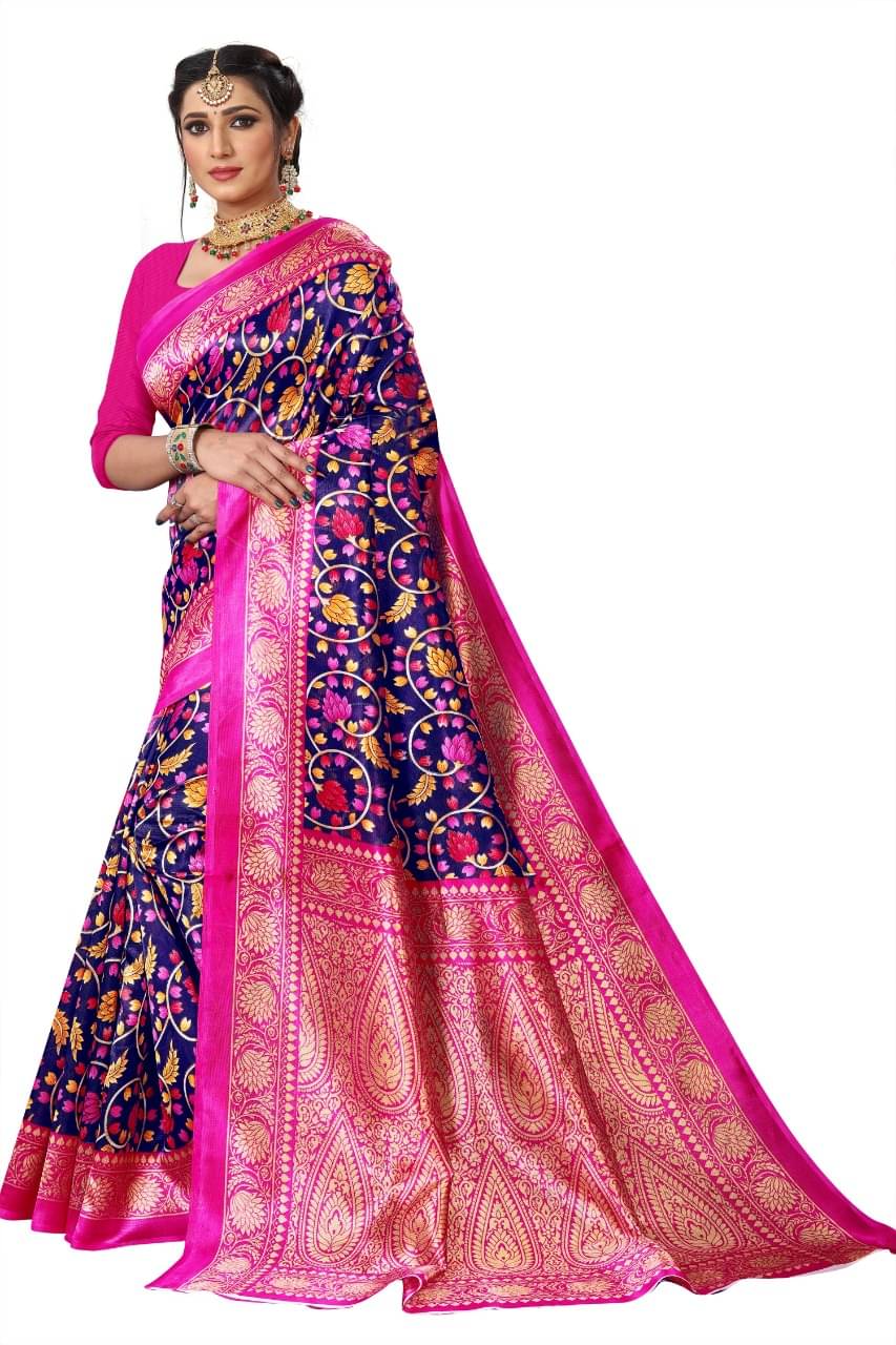 Kanooda Prints Art Silk Printed Saree With Unstitched Blouse Piece ( Purple ) Kanooda Prints Art Silk Printed Saree With Unstitched Blouse Piece ( Purple )