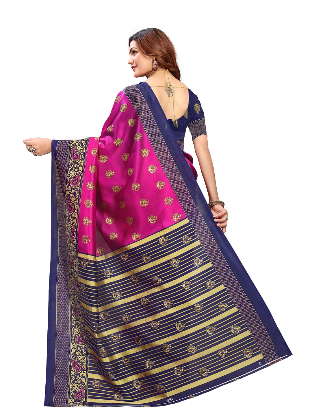     			Kanooda Prints Art Silk Printed Saree With Unstitched Blouse Piece ( Pink )