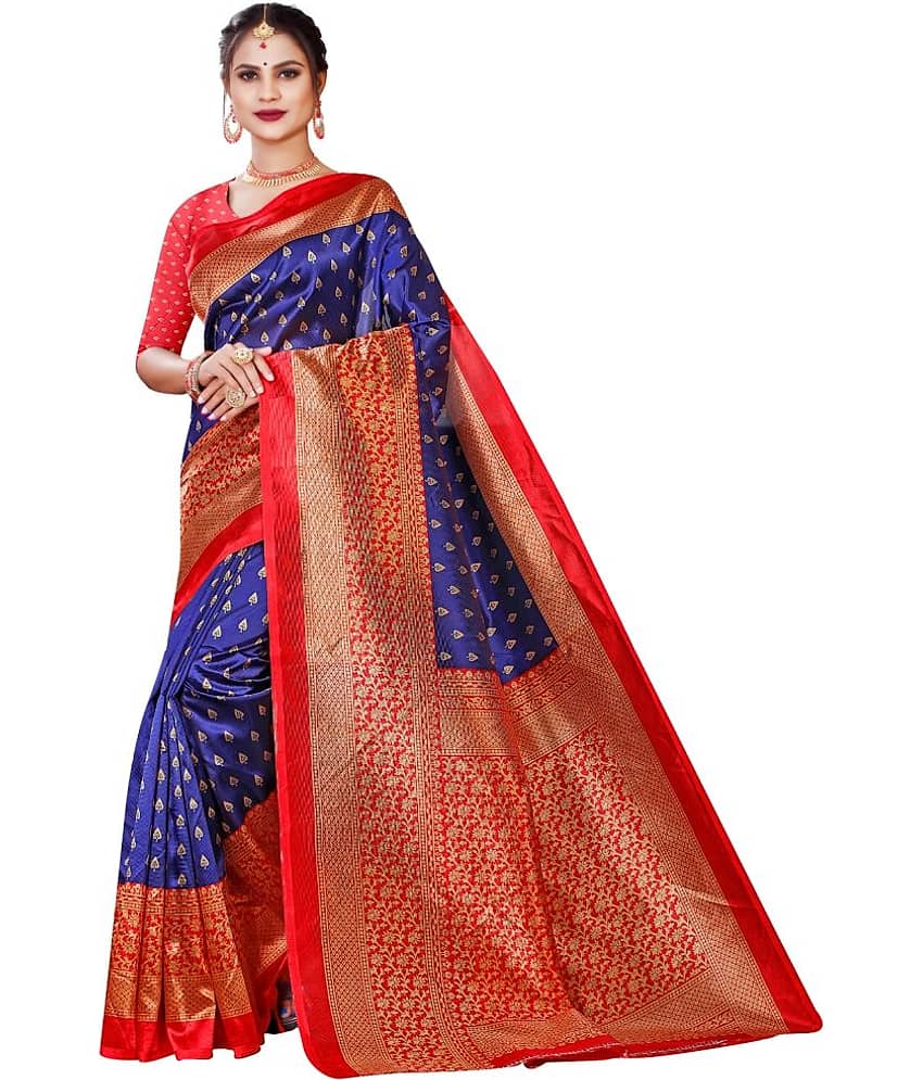 Kanooda Prints Art Silk Printed Saree With Unstitched Blouse Piece ( Red ) - Sarees | Buy online on ZillyBuy