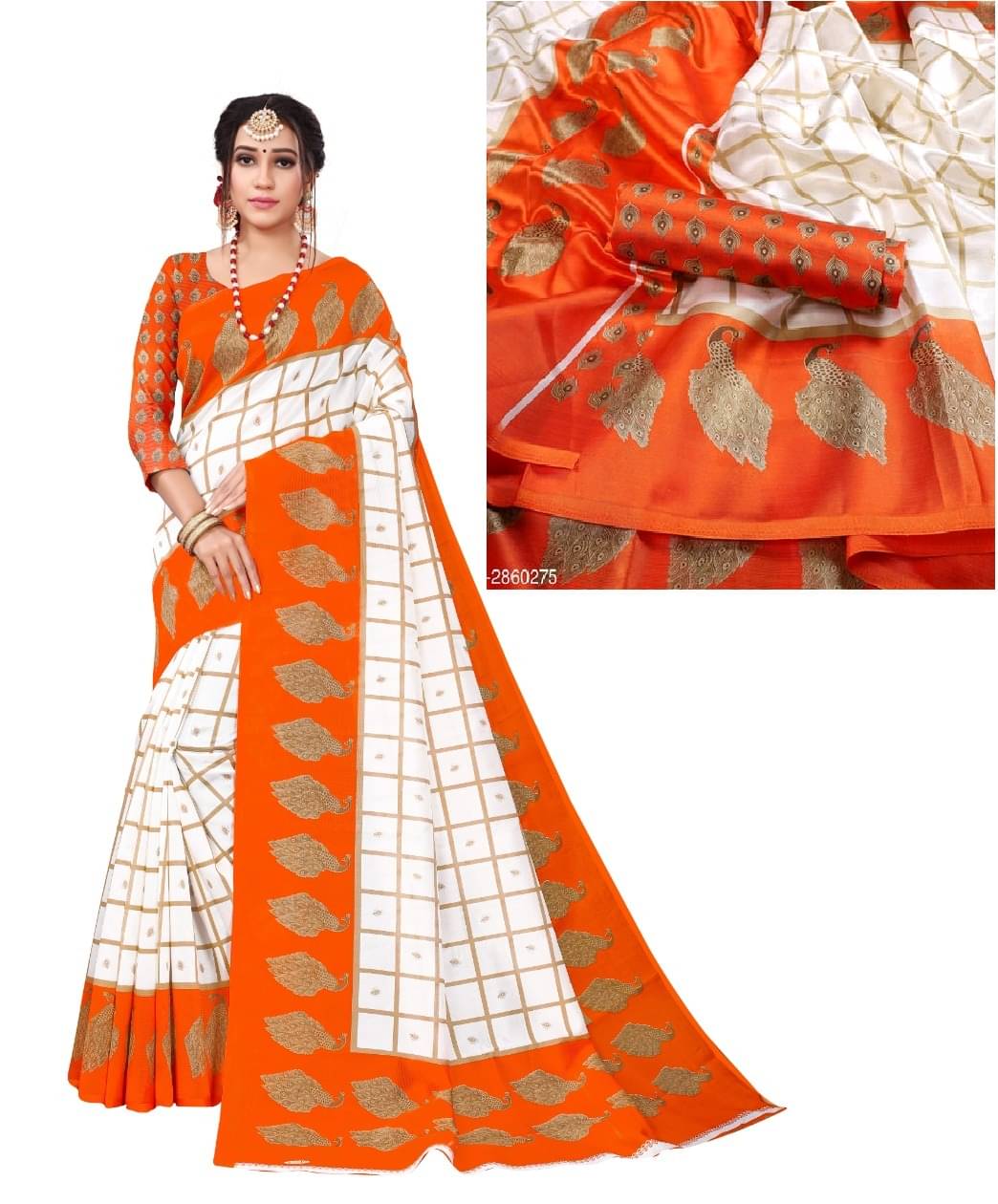Kanooda Prints Art Silk Printed Saree With Unstitched Blouse Piece ( Orange ) Kanooda Prints Art Silk Printed Saree With Unstitched Blouse Piece ( Orange )