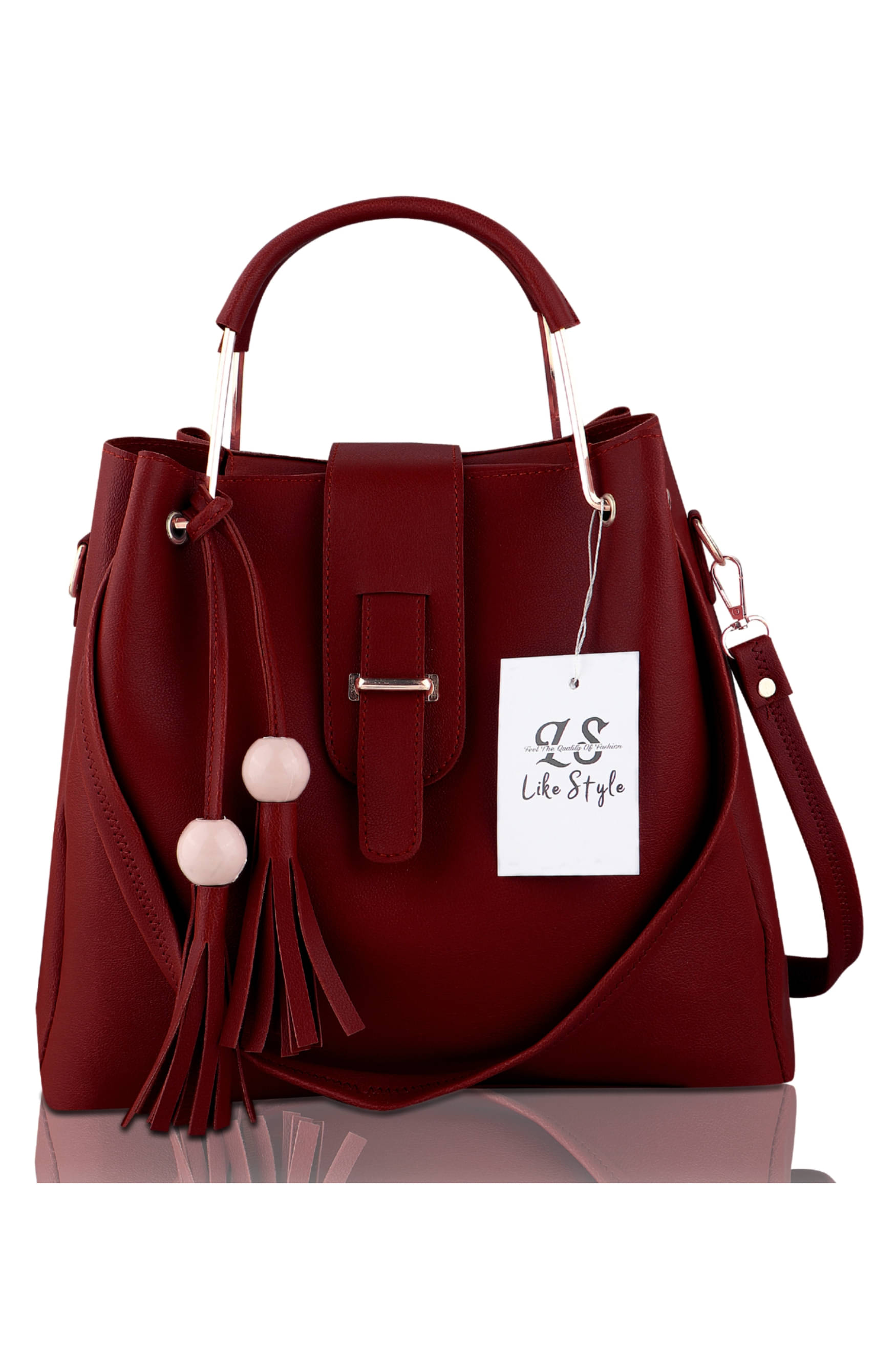     			LIKE STYLE Shoulder Bag PU Set of 1 ( Maroon )