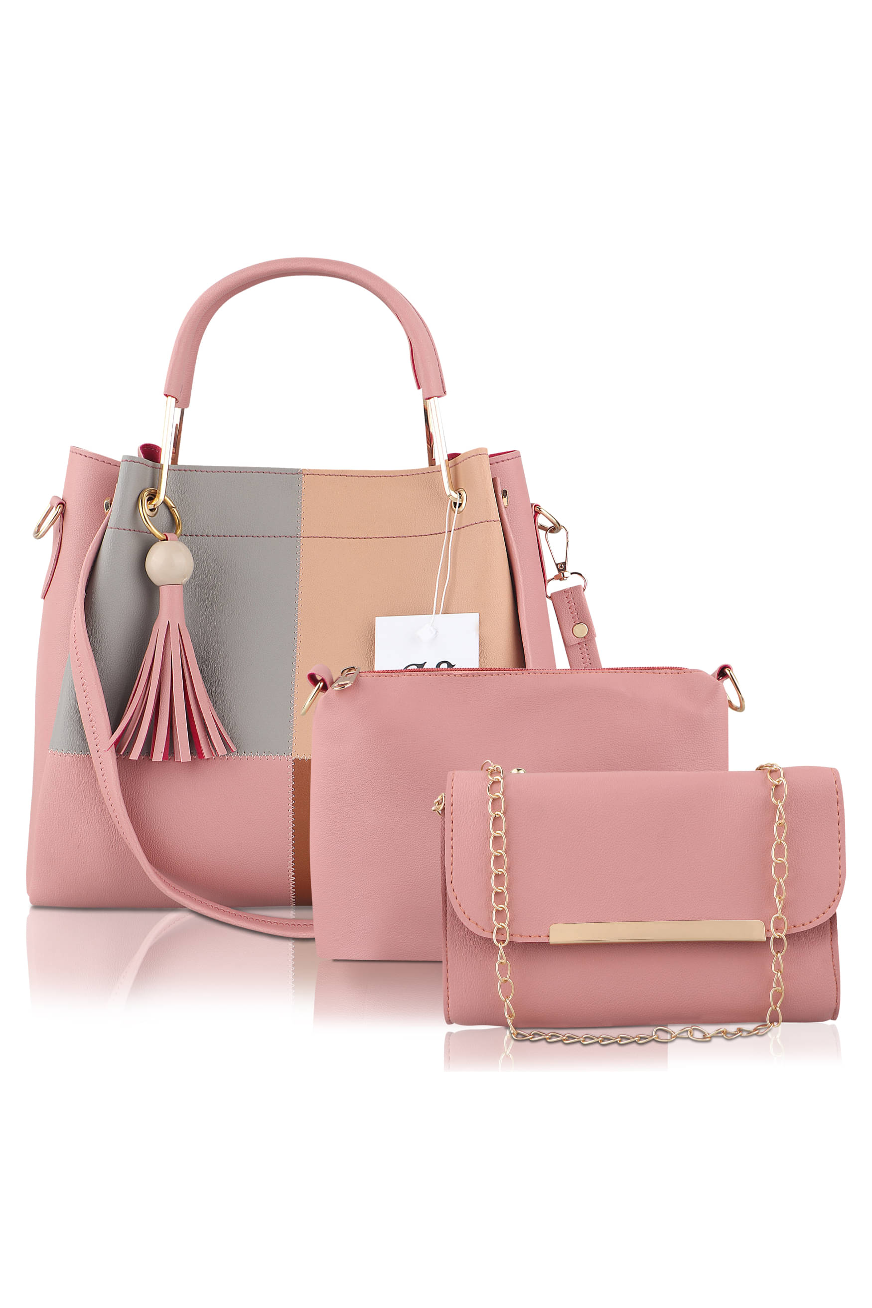     			LIKE STYLE Combo PU Set of 3 ( Pink )