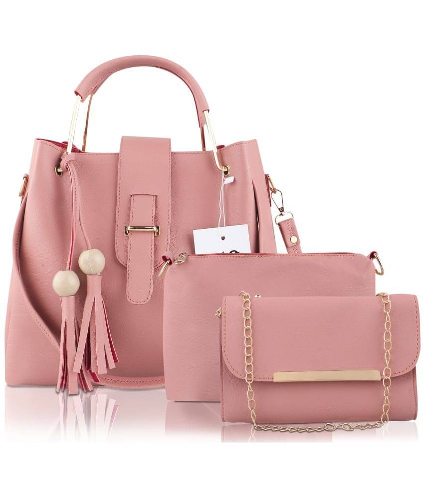    			LIKE STYLE Combo PU Set of 3 ( Pink )
