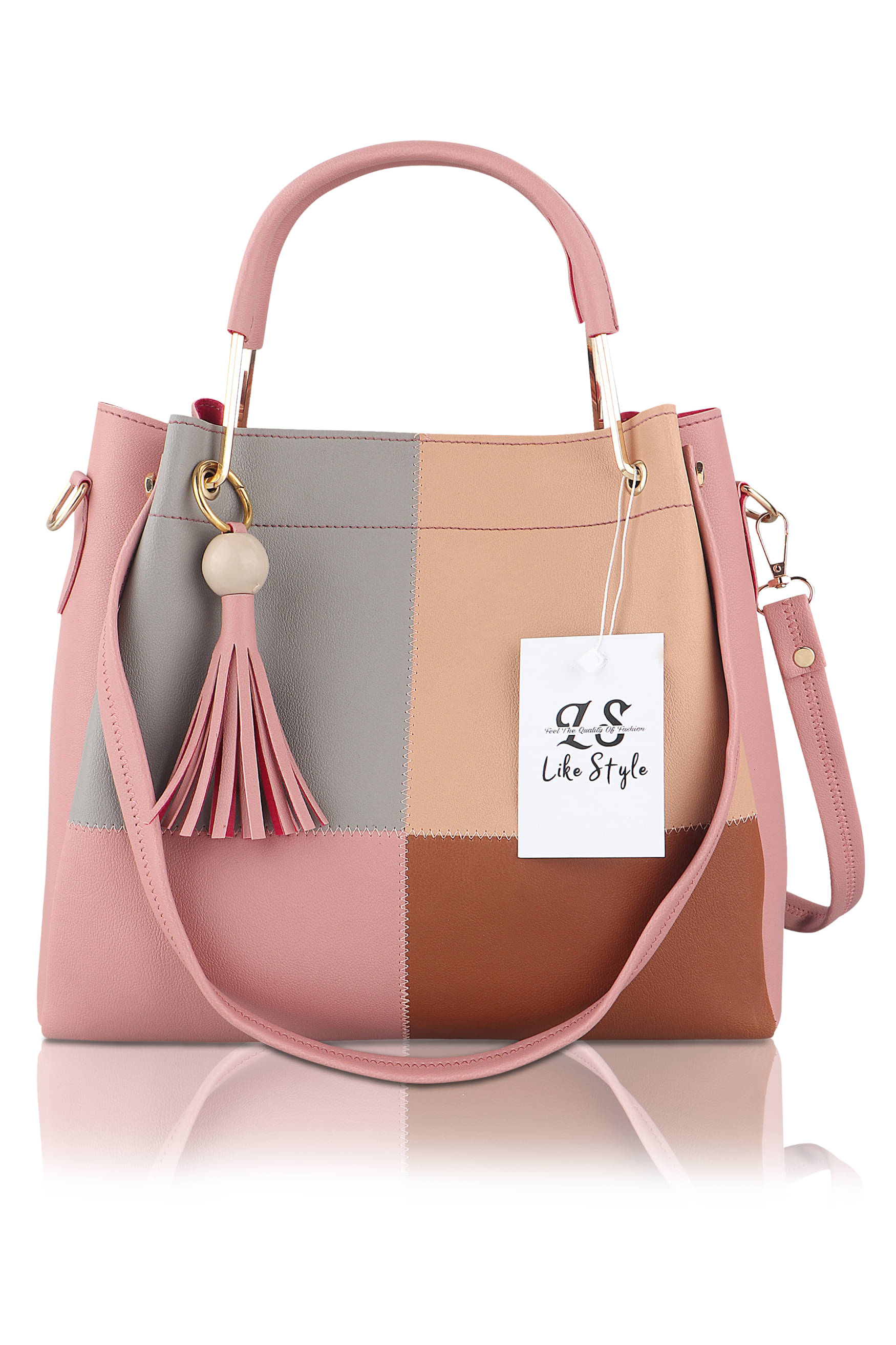     			LIKE STYLE Shoulder Bag PU Set of 1 ( Pink )
