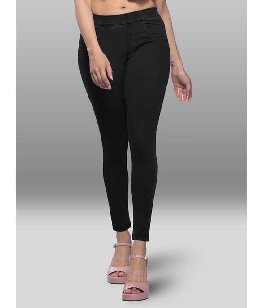     			LYRA - Cotton Slim Fit Black Women's Jeggings ( Pack of 1 )