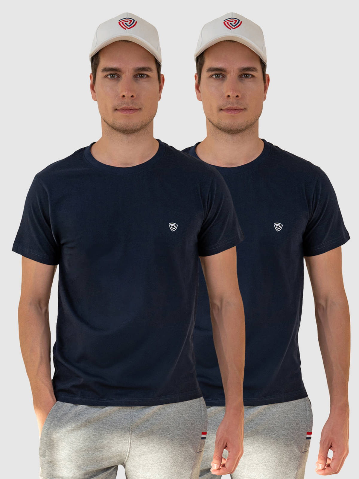     			Lux Cozi Cotton Regular Fit Solid Half Sleeves Men's T-Shirt - Navy ( Pack of 2 )