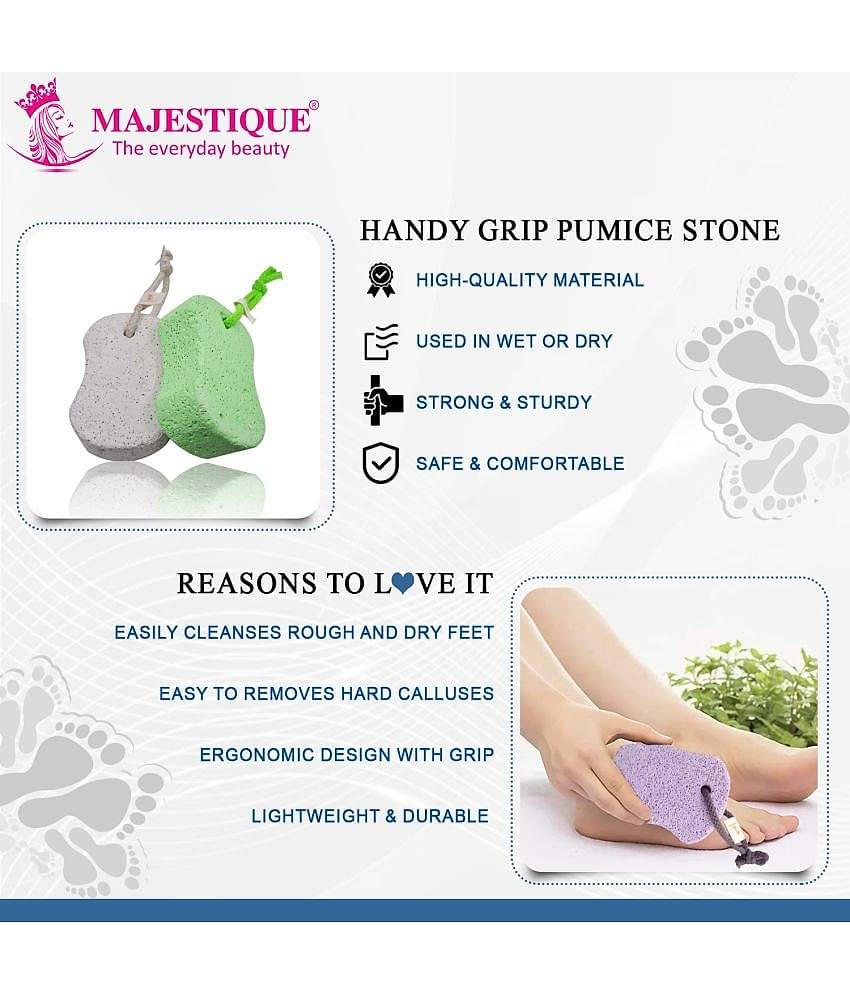 Majestique Handy Grip Pumice Stone for Hands, Heels, Elbows For Adult - (Pack of 1) Color May Vary