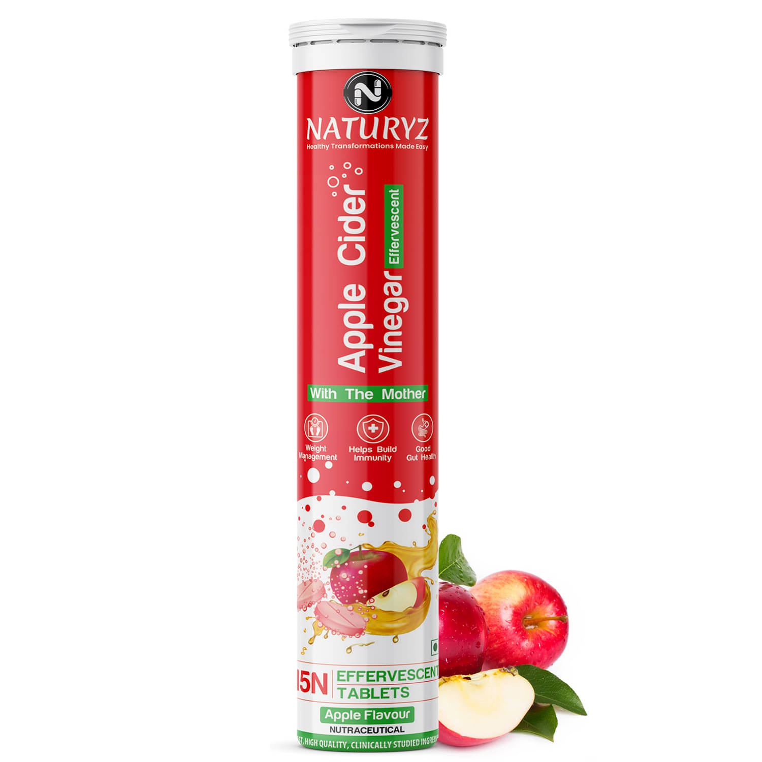 NATURYZ Apple Cider Vinegar Tablets for Weight Loss, Detox, Immunity with Mother - 15 tablets NATURYZ Apple Cider Vinegar Tablets for Weight Loss, Detox, Immunity with Mother - 15 tablets