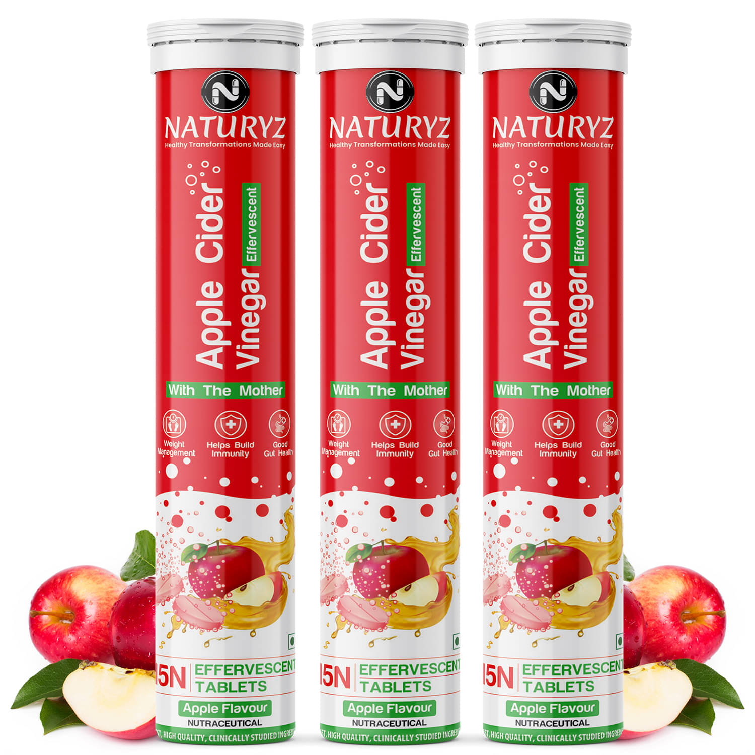 NATURYZ Apple Cider Vinegar Tablets for Weight Loss, Detox, Immunity with Mother - 45 tablets NATURYZ Apple Cider Vinegar Tablets for Weight Loss, Detox, Immunity with Mother - 45 tablets