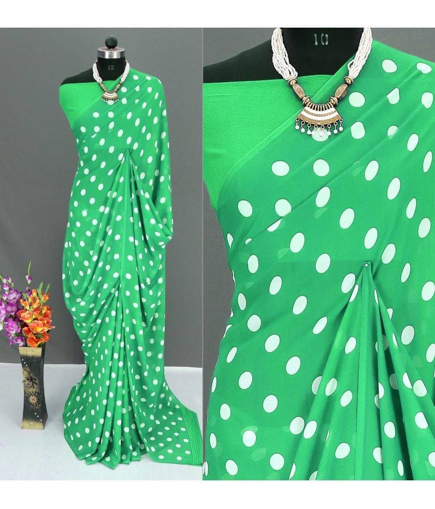     			Rekha Maniyar Georgette Printed Saree With Unstitched Blouse Piece ( Green )