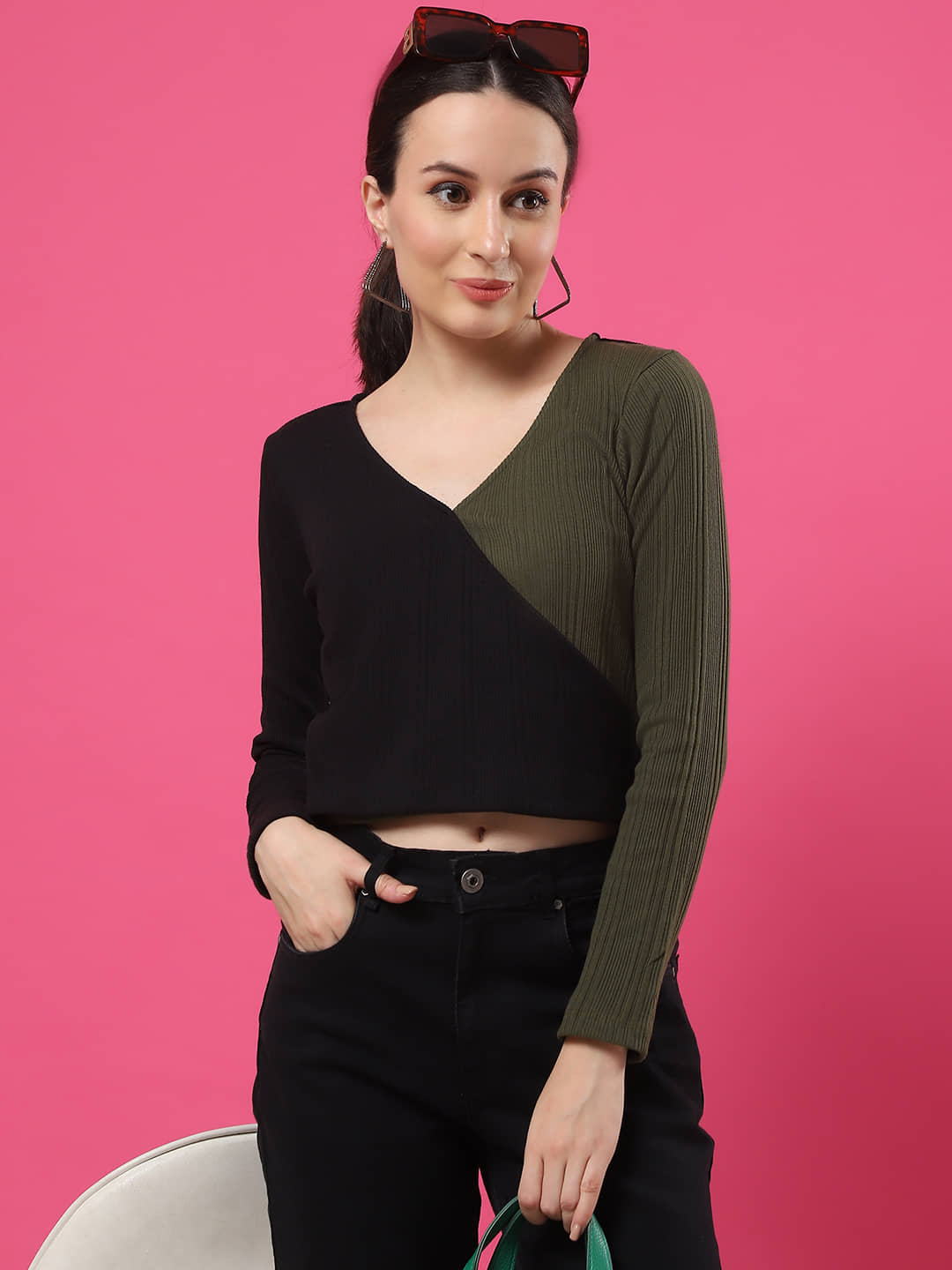 Rigo Women's Cotton Crop Top ( Black )