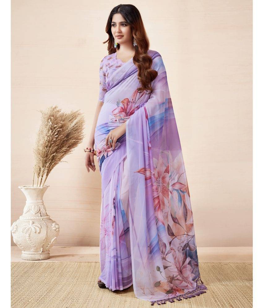 Samah Georgette Printed Saree With Unstitched Blouse Piece ( Pink ) Samah Georgette Printed Saree With Unstitched Blouse Piece ( Pink )