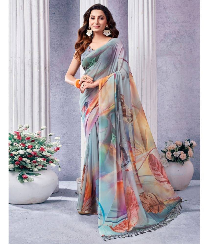 Samah Georgette Printed Saree With Unstitched Blouse Piece ( Orange ) Samah Georgette Printed Saree With Unstitched Blouse Piece ( Orange )