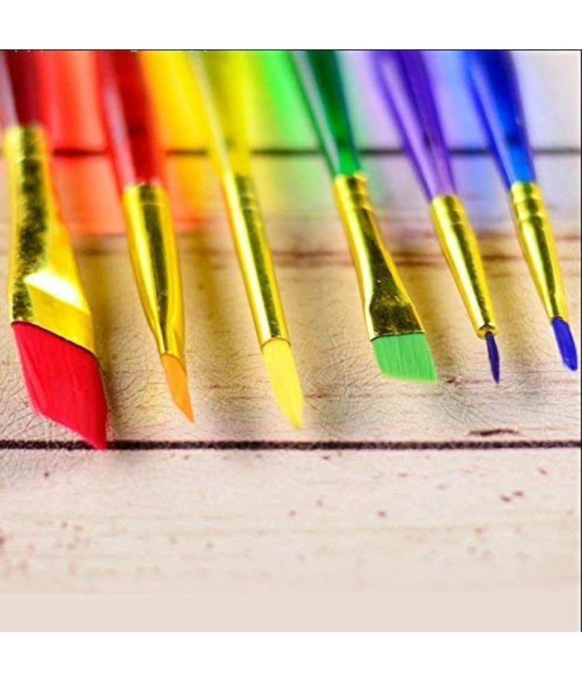 Set of 6 Different Sizes Synthetic Flat Paint Brush for Oil, Nail Brush Art, Artist Acrylic
