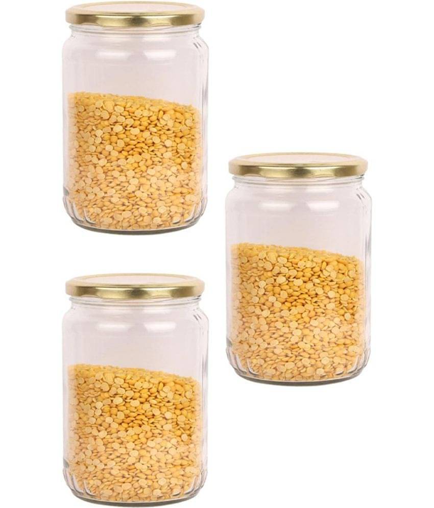     			Somil Glass Container Jar Glass Transparent Utility Container ( Set of 3 )