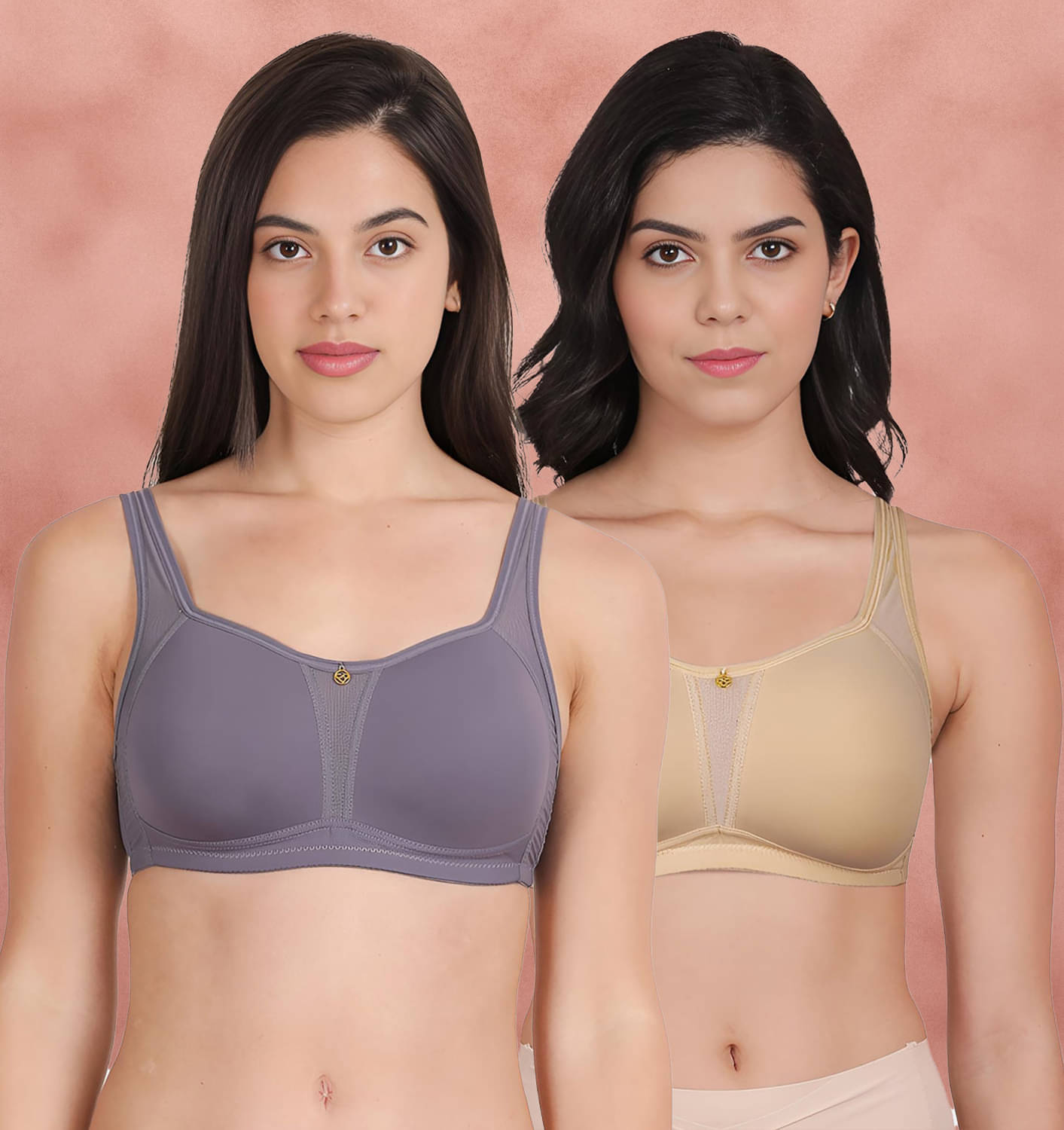     			Taabu Pack of 2 Nylon Lightly Padded Women's Minimizer Bra ( Multicolor ) taab-c2b-1488