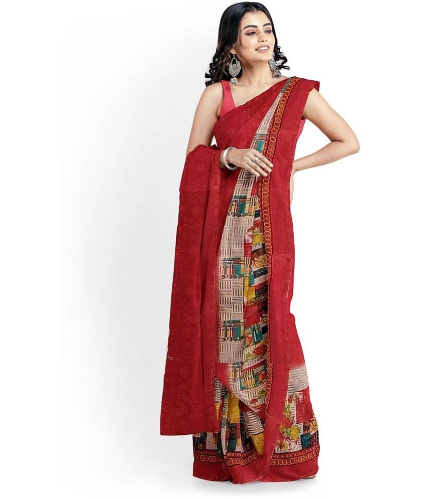     			Vkaran Cotton Silk Applique Saree Without Blouse Piece ( Black )