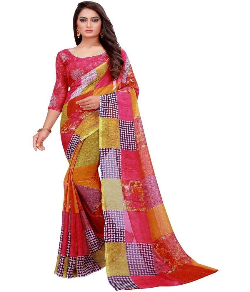     			Vkaran Cotton Silk Applique Saree Without Blouse Piece ( Multicolor )