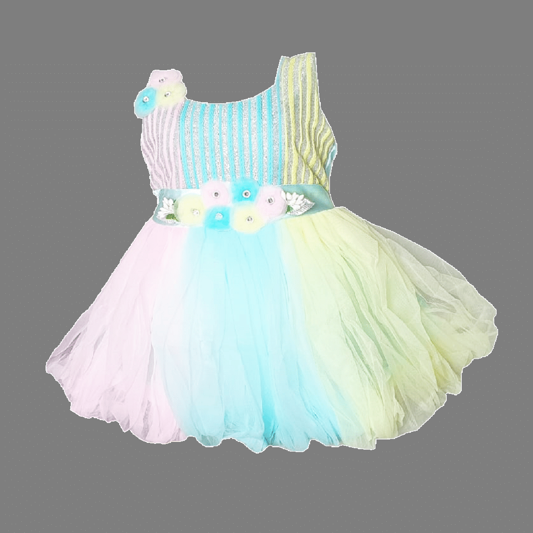     			harshvardhanmart Net A-line Dress For Girls ( Pack of 1 , Multi )