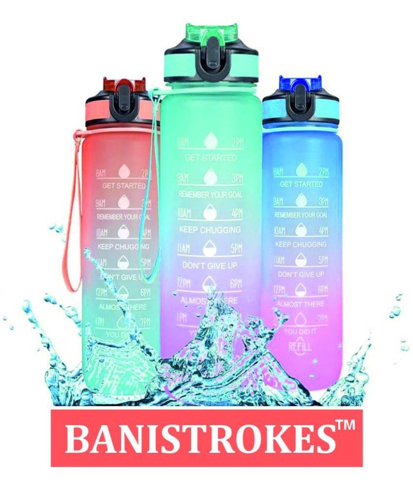     			32 ounce Water Bottle with Times to Drink and Straw, Motivational Drinking Water Bottles with Carrying Strap, Leakproof BPA & Toxic Free, Fitness Gym Outdoor |Plastic |Multi Colour)
