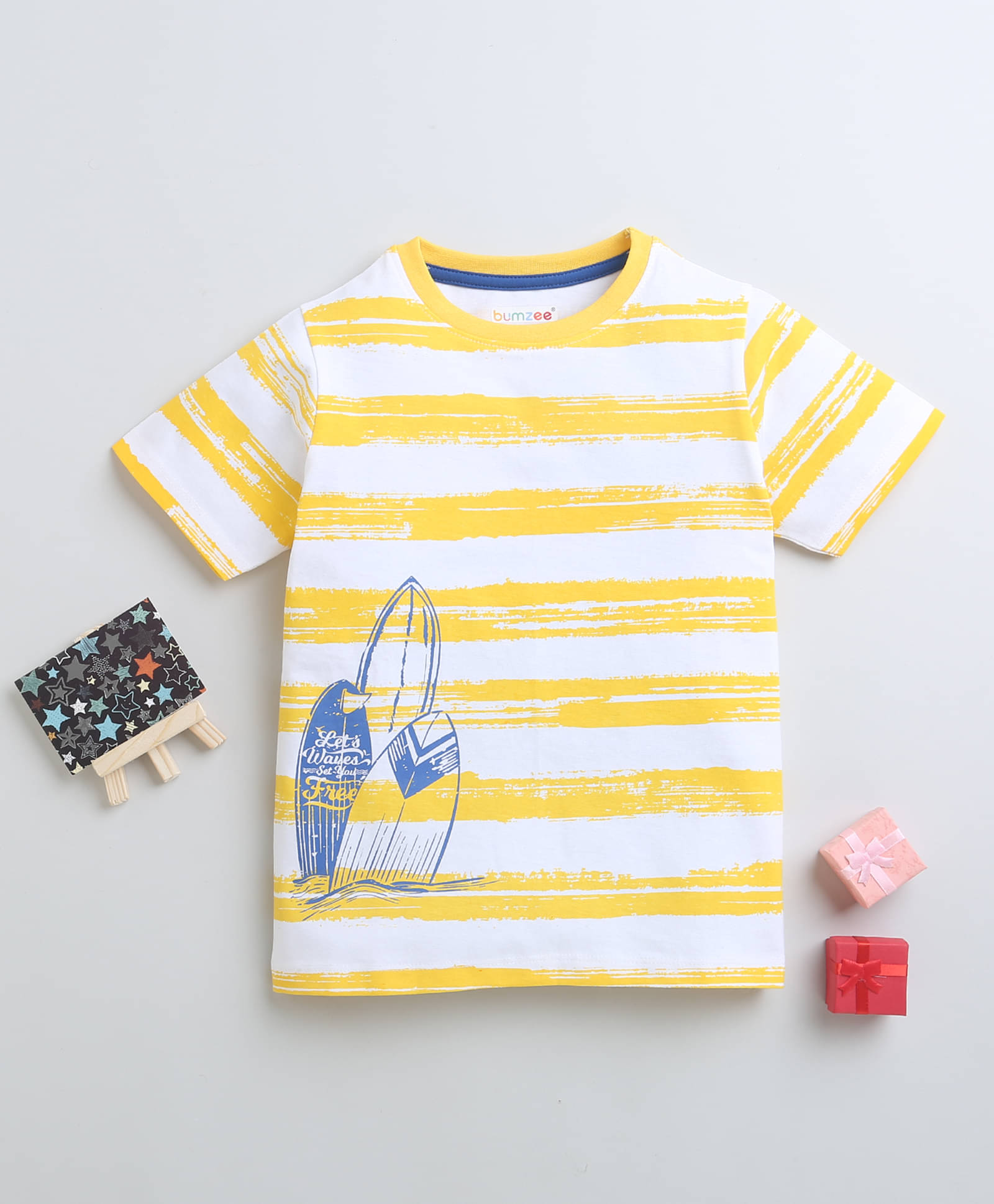 BUMZEE Pack of 1 Boys Cotton T-Shirt ( Yellow )     			BUMZEE Pack of 1 Boys Cotton T-Shirt ( Yellow )