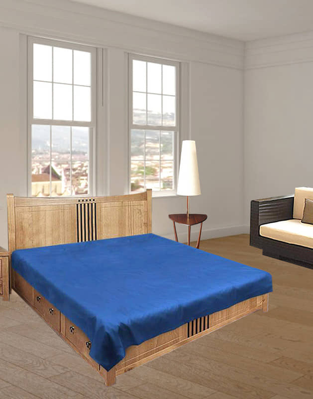 CASA FURNISHING Blue Laminated Bed Protector Sheet ( Pack of 1 )
