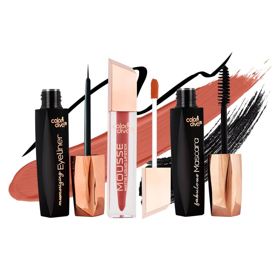     			COLOR DIVA Value Pack Combo, Mousse Matte Liquid Lipstick With Eyeliner & Mascara, 5.5ml Pack Of 3