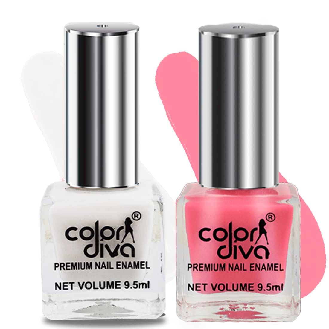     			COLOR DIVA Ultimate Cool Toned Nail Polish, 9.5ml |Pack Of 2 (Nude Pink & Nude White)