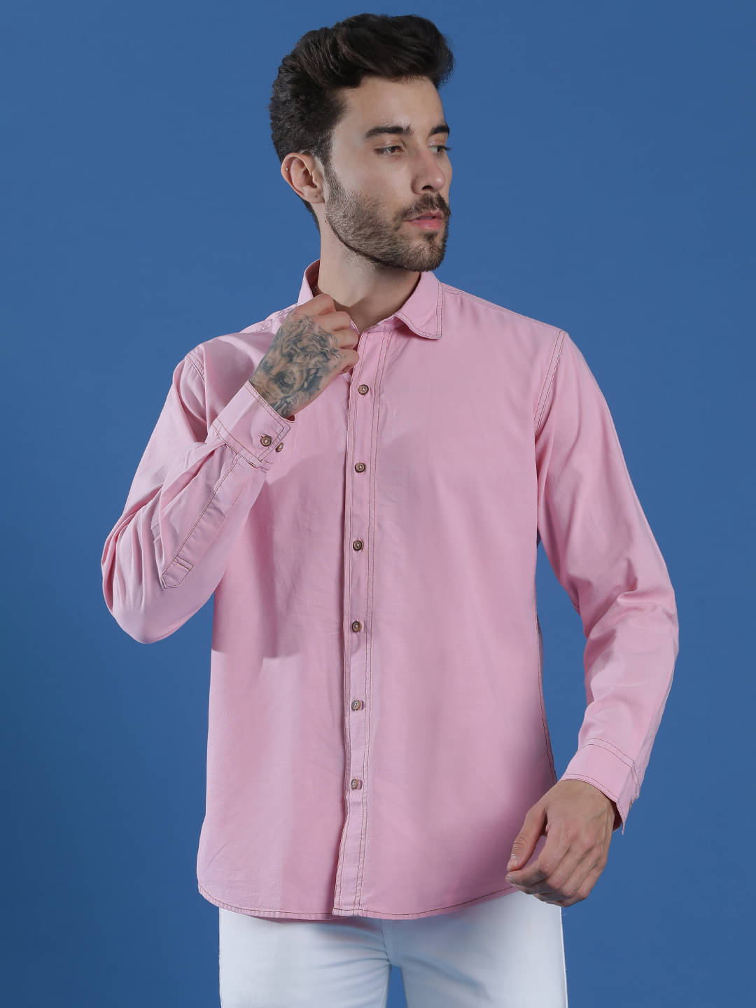 EPPE Denim Regular Fit Solids Full Sleeves Men's Casual Shirt - Pink ( Pack of 1 ) EPPE Denim Regular Fit Solids Full Sleeves Men's Casual Shirt - Pink ( Pack of 1 )