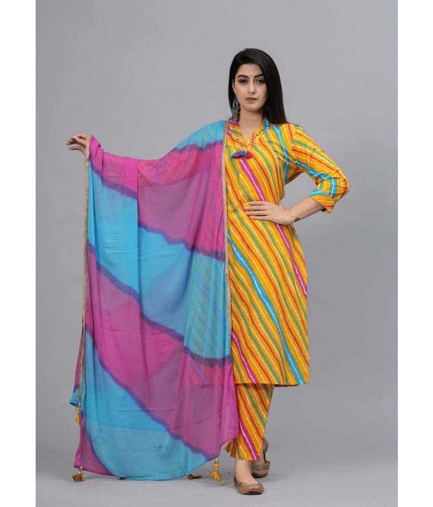 Frionkandy Cotton Striped Kurti With Pants Women's Stitched Salwar Suit - Multicolor ( Pack of 1 )     			Frionkandy Cotton Striped Kurti With Pants Women's Stitched Salwar Suit - Multicolor ( Pack of 1 )